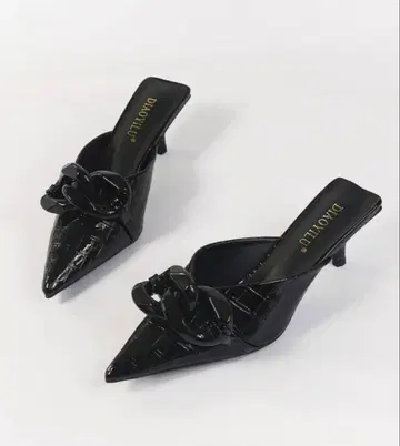 블랙 에나멜 뮬 체인 포함 24cm