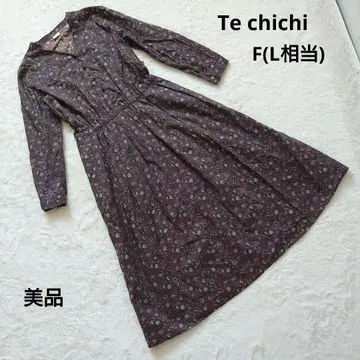 새상품급 테치치 꽃무늬 브라운 긴팔 셔츠 원피스 F (L 상당)