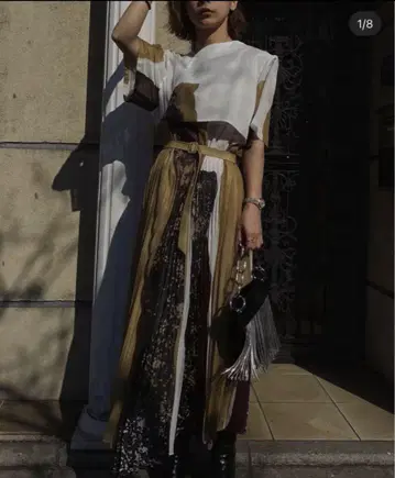 Ameri VINTAGE FUDE ART PLEATS DRESS 원피스