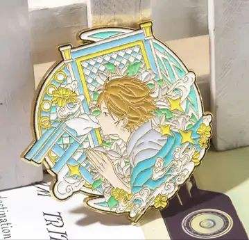 나츠메 우인장 에나멜 핀 브로치 나츠메 타카시