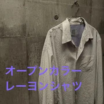 빈티지 오픈 카라 레이온 셔츠 90s