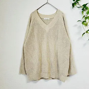 라메입점 샵 티케이 [F] 베이지 V넥 니트 스웨터 긴팔