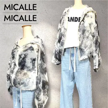 미사용 새상품 MICALLE MICALLE 타이다이 패턴 쉬폰 후드티