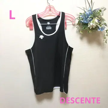 DESCENTE 블랙 탱크탑 L 사이즈 스포츠 웨어 a0099