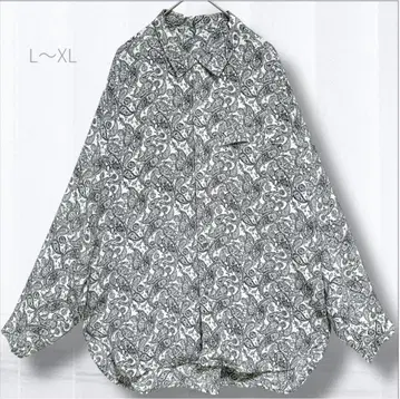 페이즐리 무늬 긴팔 셔츠 L~XL 가슴 포켓 모노톤 컬러 오버 사이즈