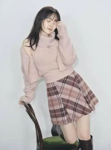 로빙 체크 미니 스커트 핑크 0