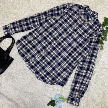 새상품급 랄프 로렌 긴팔 셔츠 블루 체크 홀스 로고 빅 XL