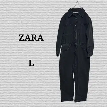[ZARA] 블랙 데님 스트레이트 점프수트 L