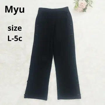 Myu 사이드 리본 저리 스트레치 팬츠 블랙