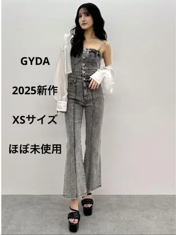 [ GYDA ] 제이다 신상 블랙 케미컬 BACK 리본 데님 올인원 XS
