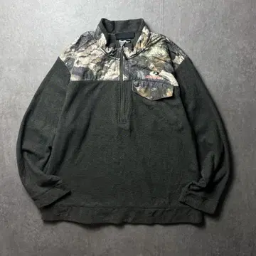 MOSSY OAK 카모플라주 카모 패턴 하프 지퍼 아웃도어 리얼트리 L