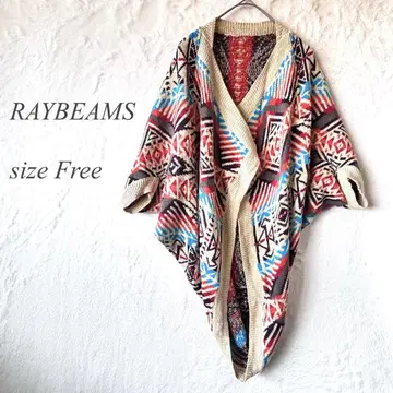 RAYBEAMS 니트 가디건 프리 에스닉 올 패턴 베이지971