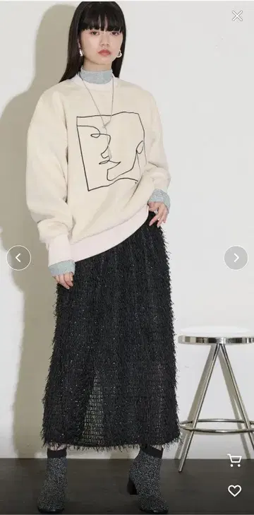 아트 자수 브러쉬드 저지 풀오버