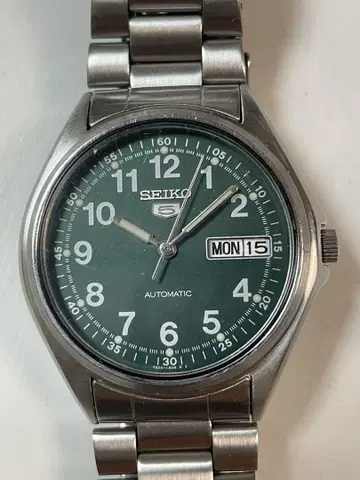 SEIKO 5 자동 와인딩 손목시계 그린