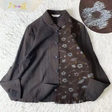 10 새상품급 미야타 직물 사이아이 쿠루메가스리 숄카라 셔츠 블라우스