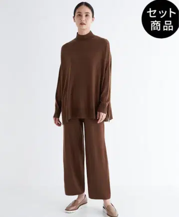 PLST 플라스테 판초 니트 팬츠 셋업 브라운