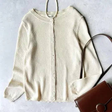 J&M DAVIDSON 크루넥 코튼 가디건 레이스 면