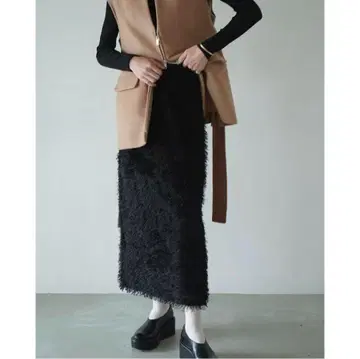 CLANE 프린지 롱 스커트 블랙