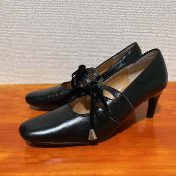 아메리 레이스업 펌프스 23.5cm 블랙