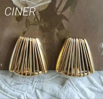 CINER 세로 골드 라인 모던 귀걸이 빈티지