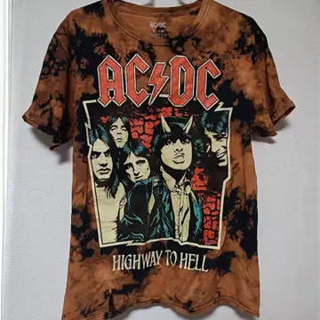 구제 의류 Y2K 타이다이 염색 AC/DC 밴드 티셔츠