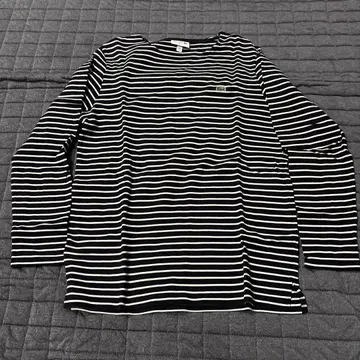 LACOSTE 슬림핏 스트라이프 긴팔 티셔츠 L 네이비