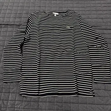 LACOSTE 슬림핏 스트라이프 긴팔 티셔츠 L 네이비