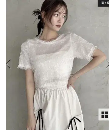 택 포함 새상품 더즈린 컴팩트 샤기 리본 컷 풀오버