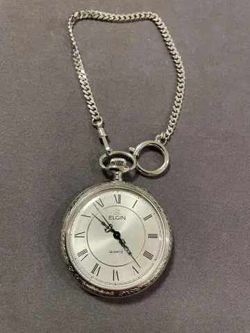 [ 최종 가격 인하 ] ELGIN 쿼츠 회중시계 925 스털링 은 견고