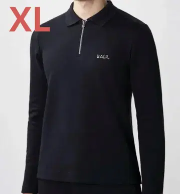 택 포함 미사용 새상품 BALR. 보라 지퍼 피케 셔츠 블랙 긴팔 XL
