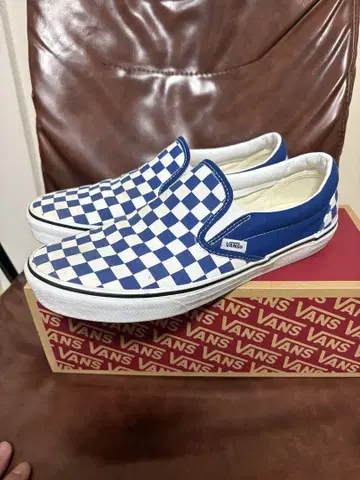 VANS 체커 블루 슬립온