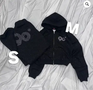 9090 girl Logo Glitter Light Zip Hoodie