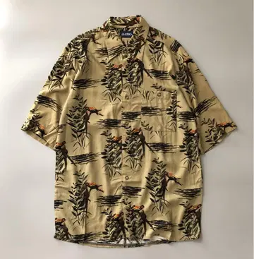 Puritan 패턴 셔츠 구제 의류 vintage 하와이안 셔츠 보타니컬