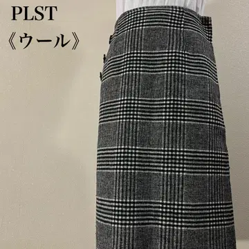 플라스테 리버서블 울 체크 무늬 & 민트 랩스커트