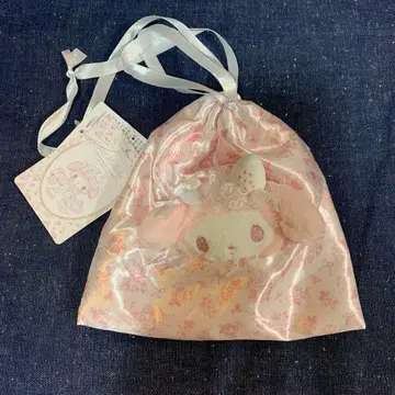 마이멜로디 화이트 딸기 티타임 봉제 인형 페이스 달린 복조리 백