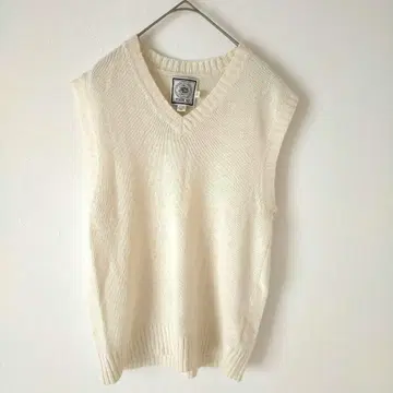 린넨 코튼 V넥 베스트 아이보리
