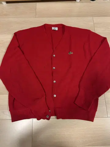 Lacoste 빨간색 가디건 V넥