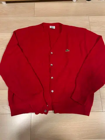 Lacoste 빨간색 가디건 V넥