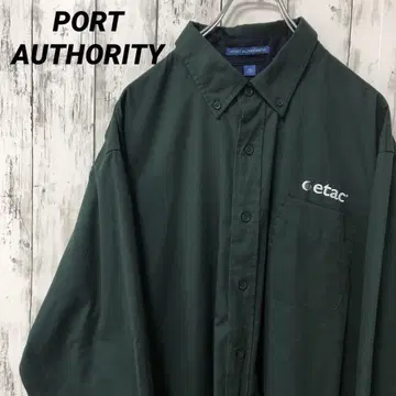 C2486 PORT 긴팔 셔츠 워크 셔츠 자수 해외 오버 사이즈 그린