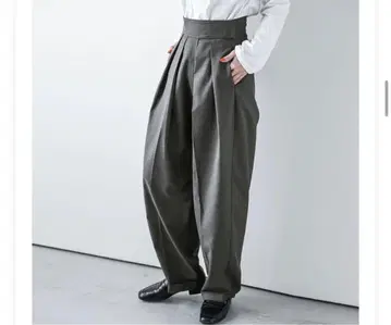 AMELY 하이웨스트 턱 와이드 팬츠 그레이 M 사이즈 새상품급