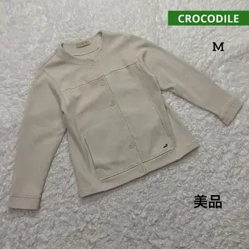 크로커다일 CROCODILE 노카라 자켓 베이지 자수 로고