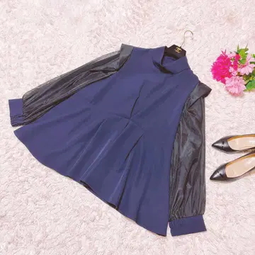 RUIRUE BOUTIQUE 블라우스 블랙 x 네이비 F