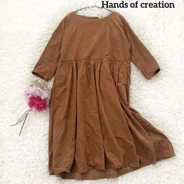 Hands of creation 코듀로이 절개 원피스 루즈핏