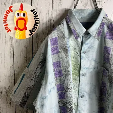 쇼와 레트로 빈티지 코디 90s 남성용 상의 패턴 셔츠 어스 컬러 1점