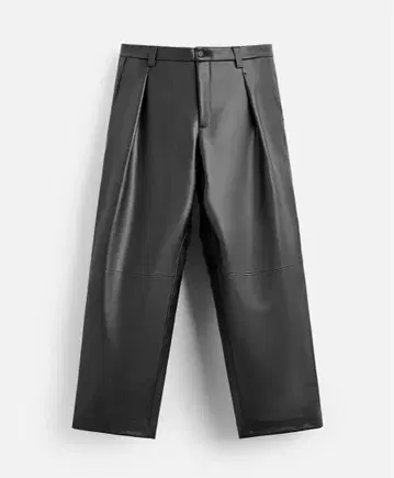 ZARA 인조 가죽 플리츠 팬츠 가죽 팬츠 가죽 바지 턱 와이드