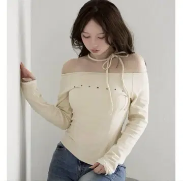 andmary Mary 로고 초커 탑 아이보리 택 포함