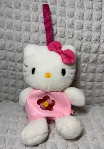 헬로키티 레트로 봉제 인형 파우치 백 초레어 꽃 하나