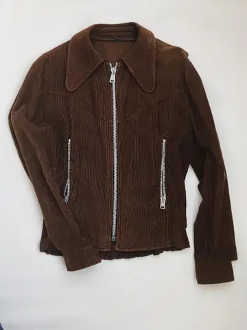 70s 브라운 코듀로이 집업 자켓
