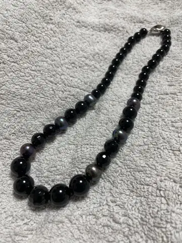 새상품급 블랙 펄 진주 오닉스 목걸이 귀찌