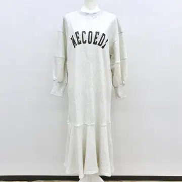 Bab 그레이 긴팔 티셔츠 원피스 유니버시티 로고 백 지퍼